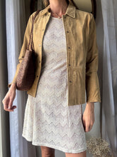 Load image into Gallery viewer, Vintage Beige Crochet Slightly Sheer Short Sleeve Dress with Subtle Sparkle