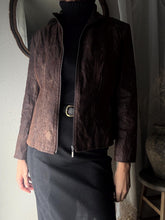 Load image into Gallery viewer, Vintage Brown Faux Suede Leather Jacket