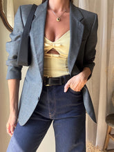 Load image into Gallery viewer, Vintage Oversized Dark Grey Wool Blazer Structured Shoulders