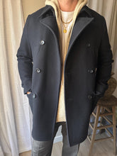 Load image into Gallery viewer, Vintage Wool Mens Double Breasted Collared Peacoat Cotton Lining