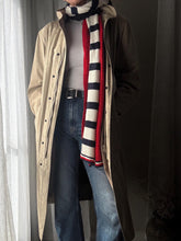 Load image into Gallery viewer, Vintage Beige Cotton Trench Coat High Neck with Hideable Hood and Removable Wool Liner
