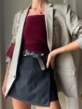 Load image into Gallery viewer, Vintage Upcycled Burgundy Maroon Velvet Square Neck Halter Tie Top Handmade