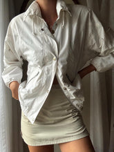 Load image into Gallery viewer, Vintage London Fog White Windbreaker Parka: High Neck, Concealable Hood