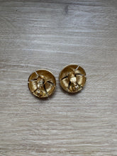 Load image into Gallery viewer, Vintage Gold Woven Textured Large Statement Clip On Earrings