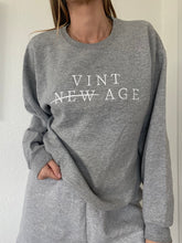 Load image into Gallery viewer, Upcycled Heather Grey Sweatshirt: Vintage Embroidered Logo, Made in USA