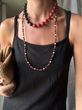 Load image into Gallery viewer, Vintage Large Black Red Chunky Beaded Necklace