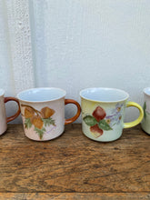 Load image into Gallery viewer, Vintage 1970s Hand Painted Fruit Signed Coffee Mug Tea Cups Set of 6