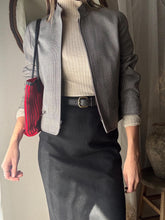 Load image into Gallery viewer, Vintage Black and White Mini Plaid Wool Blend Cropped Lady Jacket