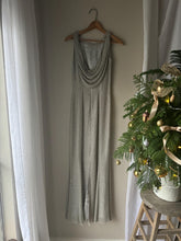 Load image into Gallery viewer, Vintage Silver Beading Pure Silk Gown: Sleeveless Cowl-Back Evening Dress