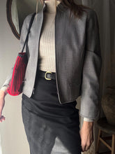 Load image into Gallery viewer, Vintage Black and White Mini Plaid Wool Blend Cropped Lady Jacket