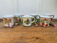 Load image into Gallery viewer, Vintage 1970s Hand Painted Fruit Signed Coffee Mug Tea Cups Set of 6