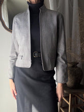 Load image into Gallery viewer, Vintage Black and White Mini Plaid Wool Blend Cropped Lady Jacket