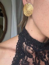 Load image into Gallery viewer, Vintage Gold Woven Textured Large Statement Clip On Earrings