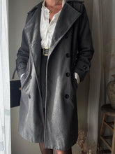 Load image into Gallery viewer, Vintage Oversized Wool Coat: Dark Gray Notched Collar, Size M-XL