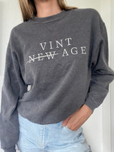 Load image into Gallery viewer, Upcycled Vintage Steel Grey Sweatshirt: Embroidered Logo, Made in USA