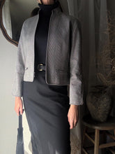 Load image into Gallery viewer, Vintage Black and White Mini Plaid Wool Blend Cropped Lady Jacket