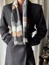 Load image into Gallery viewer, Vintage Black White Grey Brown Plaid Neck Scarf