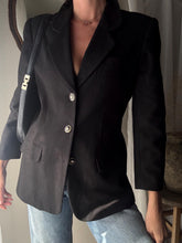 Load image into Gallery viewer, Classic Vintage Wool Oversized Black Blazer Gold Buttons