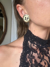 Load image into Gallery viewer, Vintage 90s Silver Abstract Enamel Statement Earrings