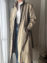 Load image into Gallery viewer, Vintage Beige Cotton Trench Coat High Neck with Hideable Hood and Removable Wool Liner