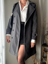 Load image into Gallery viewer, Vintage Oversized Wool Coat: Dark Gray Notched Collar, Size M-XL