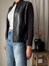 Load image into Gallery viewer, Vintage Black Leather and Knit Jacket
