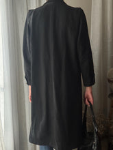 Load image into Gallery viewer, Vintage Oversized Black Wool Coat Structured Bold Shoulders Gold Lion Buttons