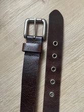 Load image into Gallery viewer, Vintage Wrangler Dark Brown Leather Belt: Silver Buckle, Grommet Detail