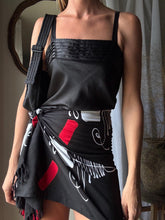 Load image into Gallery viewer, Vintage Black Satin Slip Tank Top with Straight Pleated Neckline