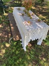 Load image into Gallery viewer, Vintage Hand Crochet Lace Large Rectangle Tablecloth