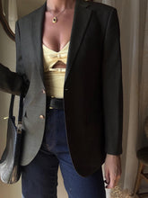 Load image into Gallery viewer, Vintage Dark Olive Brown Wool Blazer Structured Shoulders
