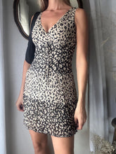 Load image into Gallery viewer, Vintage Pure Silk Leopard Animal Print Mini Crinkle Dress Lined Petite
