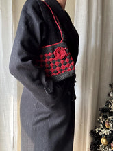 Load image into Gallery viewer, Vintage Black Red Checkered Woven Shoulder Bag Purse