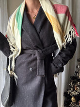 Load image into Gallery viewer, Vintage Cream Red Green Yellow Blue Striped Fringe Neck Scarf