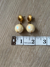 Load image into Gallery viewer, Vintage 90s Gold Pearl Drop Statement Earrings