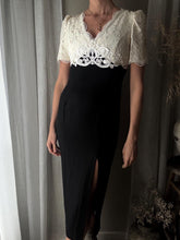 Load image into Gallery viewer, Vintage Black White Lace Dress Gown Made in USA
