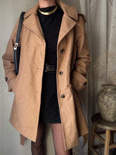 Load image into Gallery viewer, Vintage London Fog Wool Caramel Camel Oversized Coat with Waist Tie Removable Hood