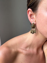 Load image into Gallery viewer, Vintage 90s Hammered Bronzed Drop Statement Earrings