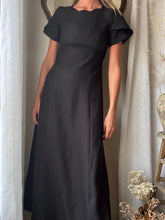 Load image into Gallery viewer, Vintage Black Empire Waist Short Sleeve Long Dress Made in USA