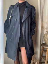 Load image into Gallery viewer, Vintage Oversized Navy Blue Double Breasted Trench Coat