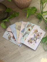 Load image into Gallery viewer, Pressed Flower Greeting Cards, Set of 7, Recycled Paper