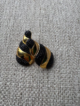 Load image into Gallery viewer, Vintage Gold Rhinestone Swirl Statement Earrings: 90s Bold Style