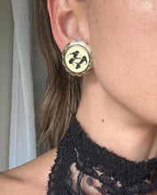 Load image into Gallery viewer, Vintage 90s Silver Abstract Enamel Statement Earrings