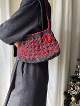 Load image into Gallery viewer, Vintage Black Red Checkered Woven Shoulder Bag Purse