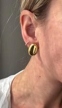Load image into Gallery viewer, Vintage 80s 90s Gold Oval Stud Earrings: 90s Statement Jewelry