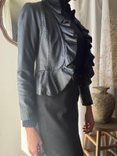 Load image into Gallery viewer, Vintage 90s 2000s Black Soft Ruffle Leather Jacket