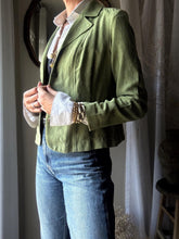 Load image into Gallery viewer, Vintage Pistachio Green Faux Suede Jacket