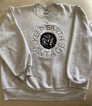 Load image into Gallery viewer, Upcycled Vintage Light Grey Long Sleeve Sweatshirt Black Keep Earth Vintage Logo