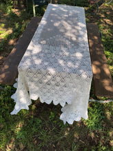 Load image into Gallery viewer, Vintage Hand Crochet Lace Large Rectangle Tablecloth