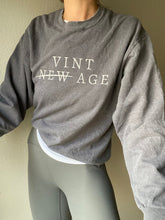 Load image into Gallery viewer, Upcycled Vintage Steel Grey Sweatshirt: Embroidered Logo, Made in USA